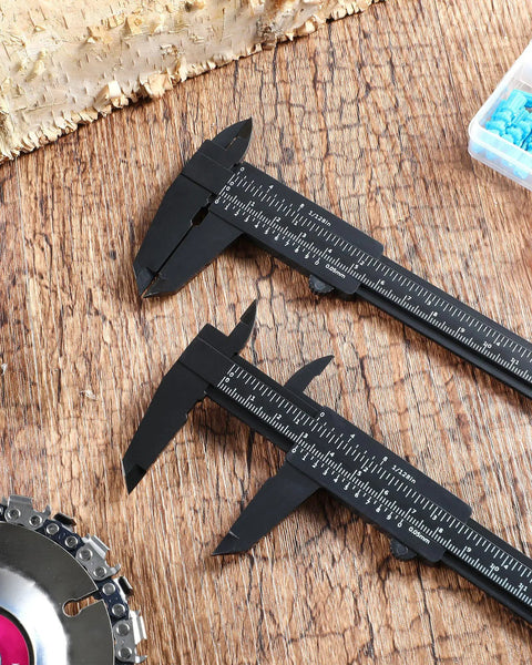 20 Pack Mini Plastic Vernier Calipers 6 Inch 150 mm Dual Scale Metric And Inch Black Eyebrow Ruler Sliding Gauge Measuring Tool For Students And Office Use Tattoo Brow Kit