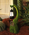 Super Cool Outdoor Elephant Garden Statue Resin With Solar Light For Yard Patio Balcony And Lawn Decor Friendly Grey Tone Happy Face Trunk Up