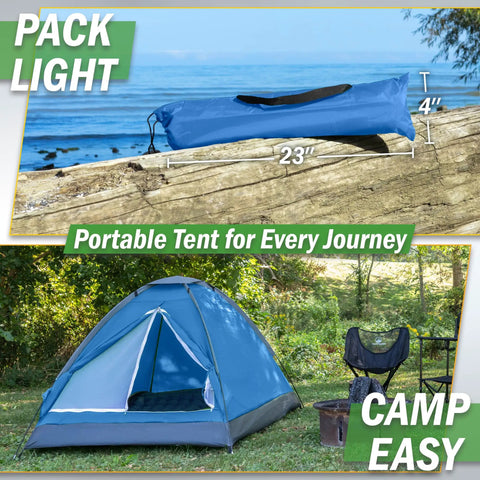 Two Person Camping Tent With Rain Fly And Carry Bag Ultralight Pop Up Shelter for Camping Essentials Music Festivals Beach Trips Backpacking and Hiking