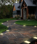 4x8 Inch Paver Light With 2700K Warm White Glow, Glare Free Driveway And Walkway LED Brick Light, IP67 Waterproof on stone path
