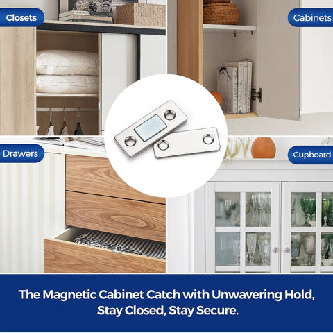 Top Shelf Ultra Thin Cabinet Magnetic Door Catch Stainless Steel Satin Nickel 18 Pack Heavy Duty Drawer Latch Hardware With A Hella Strong Grip That Installs In A Snap For Modern Kitchen And Bathroom Cabinets