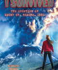 Book cover for I Survived: The Eruption of Mount St. Helens, 1980; Scholastic edition showing a girl in a red hoodie amid a volcanic eruption plume