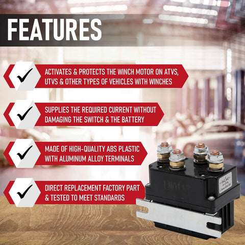 Heavy Duty Winch Solenoid Contactor Relay 12 Volt 15W 500 Amp For ATV UTV 4x4 Off Road Winches With Wireless Remote Features