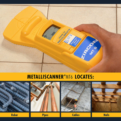 Hand holding MT6 Pro Deep Scan Metal Detector Handheld Locator for ferrous and nonferrous metals over tiles