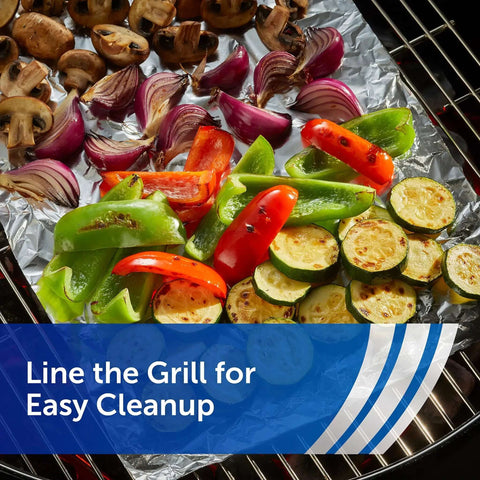 Vegetables grilled on Everyday Strength Aluminum Foil Roll 75 Feet Long By 12 Inches Wide 75 Square Feet Heavy Duty Kitchen Wrap.