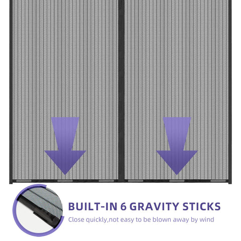 Heavy Duty Magnetic Screen Door 72x80 Self Sealing Hands Free Mesh Keeps Bugs Out Pet And Kid Friendly Retractable Door with Gravity Sticks