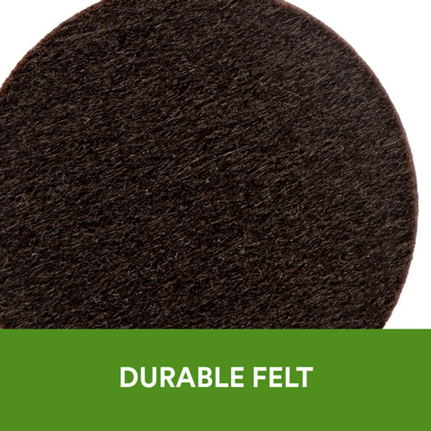 Close-up of brown felt furniture pad from Felt Furniture Pads Pack 162 Pieces Round Brown Self Stick Protect Hardwood Floors