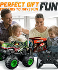 Family with kids playing with Monster Truck Remote Control Car With Lights And Music 1 To 20 Scale RC Truck For Kids Aged 4 To 7
