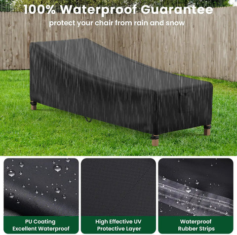 Durable Outdoor Chaise Lounge Cover For Patio Furniture Waterproof And UV Resistant Built To Last With Air Vents 76x32x32 2 Pack