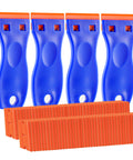 4 Piece Plastic Razor Blade Scraper Set with 120 Replacement Blades for Glass, Windows, Cars, and Auto Detailing, Built Tough
