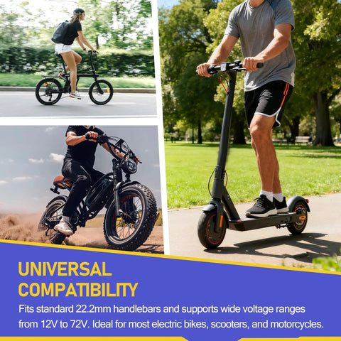 Full Twist Ebike Throttle Universal 12V-72V With Waterproof Connector For Electric Bikes Mountain Bikes And Scooters Ultra Smooth No Lag Responsive Speed Control