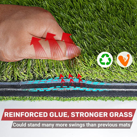 Close-up of reinforced layer on Big 23 By 16 Inch Foldable Golf Hitting Mat With 2 In 1 Turf, showcasing durability and strength.