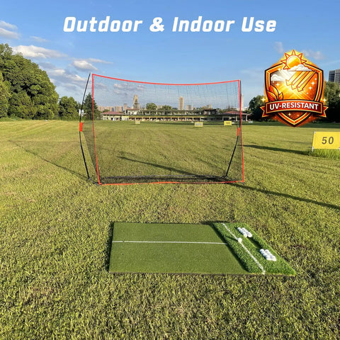 Oversized 6x4ft Golf Hitting Mat With Built In Ball Tray Dual Turf for Indoor and Outdoor Practice Works With Golf Simulators