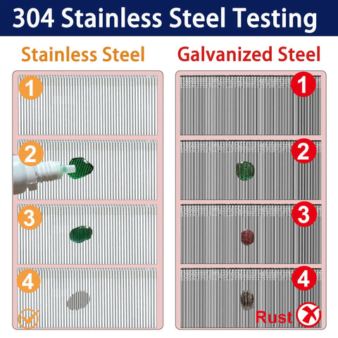 304 Stainless Steel Testing Comparison of stainless steel and galvanized steel for rust resistance analysis.