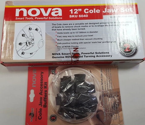 12 Inch 6040 Cole Jaws With 6030 HD Workholding Kit packaging for large bowl turning on 14 inch plus swing lathes.