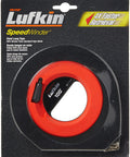 Hi Viz Orange Speedwinder Long Steel Tape Measure 3/8 Inch By 100 Foot With Yellow Clad Blade Abrasion Resistant Coating Fast Rewind
