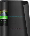 Heavy Duty Pro Grade Weed Barrier Landscape Fabric 5 Oz Dual Layer Ground Cover Mat, visible roll, 3 ft by 100 ft, black