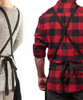 Heavy Duty Waxed Canvas Apron for Men and Women, Adjustable Crossback with Tool Pockets, Water Resistant and Oil Proof, back view