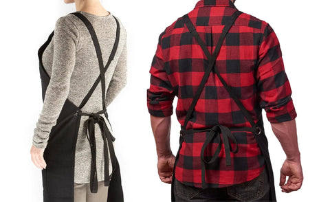 Heavy Duty Waxed Canvas Apron for Men and Women, Adjustable Crossback with Tool Pockets, Water Resistant and Oil Proof, back view