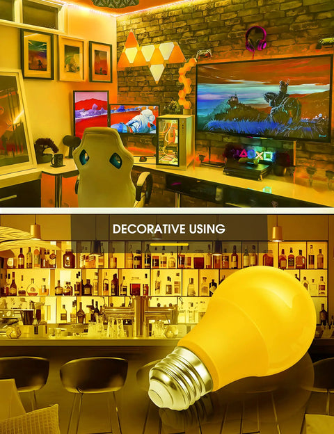 Stylish gaming setup and bar showing Dusk To Dawn Outdoor A19 Photocell Sensor LED Bulbs 9W 60 Watt Equivalent Daylight 5000K.