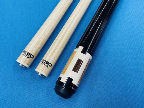 Top Shelf Carom Pool Cue For Three Cushion Billiards Featuring S30 E71 Maple Shafts And A Patented Vp2 Joint close-up of shafts and butt
