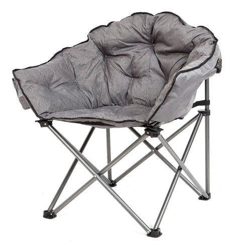 Comfy Outdoor Folding Lounge Chair With Padded Cushion, Portable Patio Lounger, 375 Lb Capacity, Stain Resistant, Gray