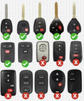 Hassle Free CR2016 Key Fob Batteries For Toyota Remote Controls smooth swap for compatible fobs shown in grid layout with checkmarks.