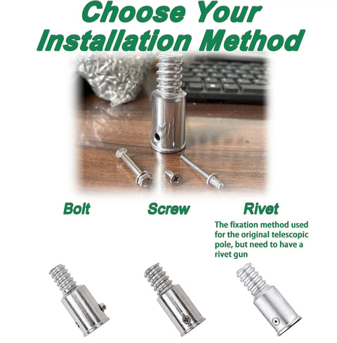 Metal Threaded Tip Replacement For Wood Push Broom Handle Fits Most One Inch Handles Aluminum Alloy Silver Color DIY Quick Fix Kit With Two Screws One Bolt And Rivets Save Cash On Broom Repairs display
