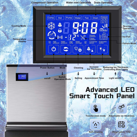 Commercial Ice Maker Machine 500 Lbs Per Day With 350 Lb Storage Bin Stainless Steel Workhorse Ice Machine 156 Ice Cubes Per Cycle