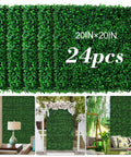 Boxwood Hedge Wall Panels 24 Pack 20x20 Inch Realistic Thick Artificial Greenery Backdrop Interlocking DIY Ready UV Resistant