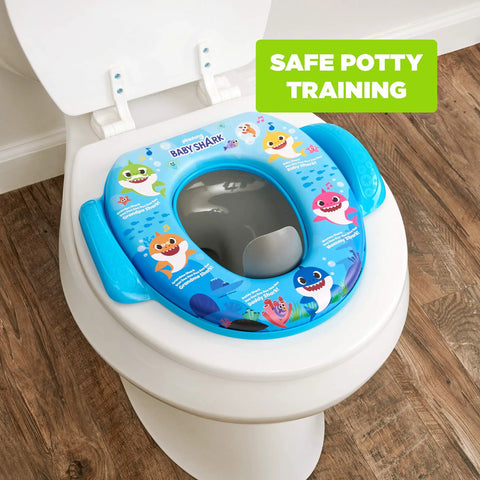 Baby Shark Soft Potty Training Seat With Hella Comfy Cushion And Secure Grip Handles Smooth Bathroom Transition For Toddlers Durable Non Slip Platform Easy To Clean