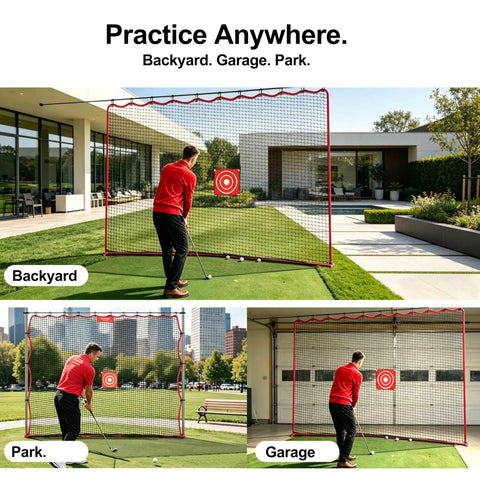 10 X 10 Ft Heavy Duty Golf Practice Net For Backyard And Garage Training, Multi Sport Hitting Barrier for various settings