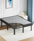 King Size Box Spring And All In One Mattress Foundation 18 Inch Steel Frame in a modern bedroom setting.