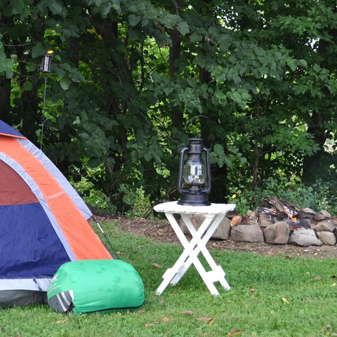 Quik-Fold Plastic Side Tables 2 Pack White by tent and campfire, lightweight foldable design, UV protected resin