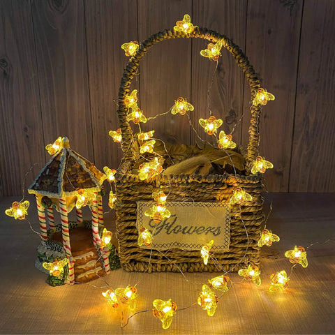 Bee String Lights 40 LED With Remote, 8 Modes, USB Powered Waterproof Fairy Lights For Indoor Outdoor Parties Weddings Garden And Christmas Decor, Includes Timer Function For Easy No Fuss Ambience