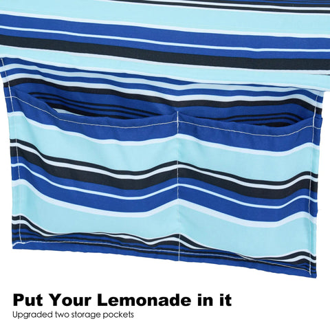 Ultra Comfy Double 12 Foot Quilted Fabric Hammock with pockets in Catalina Beach color showing striped storage bag.