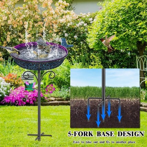 Metal Bird Bath For Outdoors Freestanding Garden Bowl With Vintage Look Ideal Yard Decor For Wild Birds And Hummingbirds Gradient Purple Finish Easy Assembly Durable Weatherproof Exterior Centerpiece
