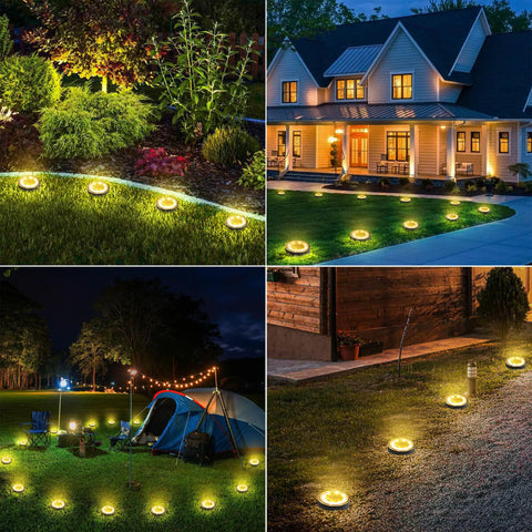 12 Pack Solar Ground Lights With 8 LED Per Light Waterproof for Garden and Driveway at Night