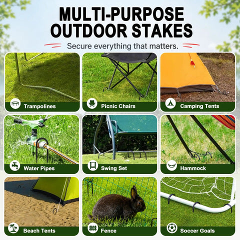 Heavy Duty Trampoline Stakes Anchors 12 Inch Ground Anchors With T Hook 8 Pack For Swing Sets And Outdoor Gear Rust Resistant