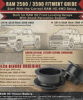 Drawing of a Ram truck with 2.5 Inch Front Leveling Lift Kit For Ram 2500 4WD And Ram 3500 4WD with coil spring spacers.