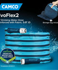 EvoFlex2 50 Foot RV Drinking Water Hose Ultra Lightweight Reinforced With Fabric Lead Free BPA Free Phthalate Free Abrasion Resistant CSA Certified Safe Drinking Water Hose For Camping, Road Trips, And Outdoor Adventures with storage bag