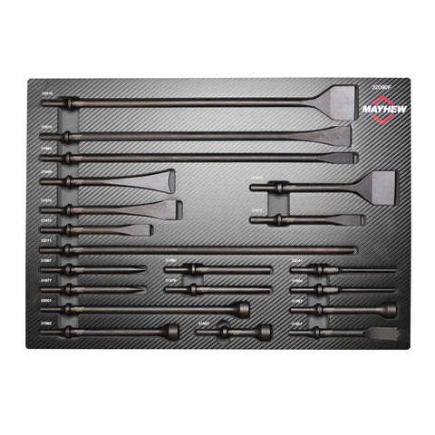 20-Piece Pneumatic Tool Set With Black Oxide Finish, Pro-Grade Precision Fit Tools, .401 Shank Size, Foam Drawer Block