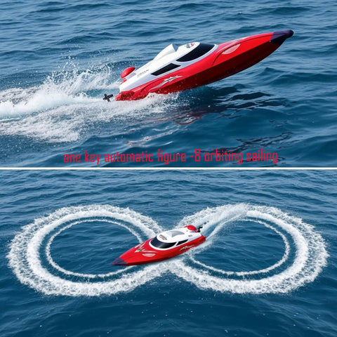 Red Fast 19 Inch RC Boat With 35 Plus KPH Top Speed Remote Control Water Toy In Figure-8 Pattern