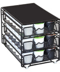 Three Tier K Cup Drawer Organizer For 54 Coffee Pods In Black, Space Saving Sliding Drawers, Perfect For Countertop Or Cabinet