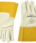 Pearl Top Grain Cowhide Unlined Welder Gloves Large 4 Inch Cuff Wing Thumb Seamless Forefinger Kevlar Lock Stitching