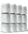 12 Pack Charcoal Coffee Filter Replacements For Cuisinart And Braun BrewSense Coffee Makers stacked in a pyramid formation