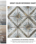 Harmonia Marrakech Blue 13x13 Ceramic Tile For Floor And Wall Use with various grout colors illustration