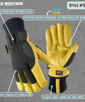 Men's Insulated Water-Resistant Leather Palm Winter Work Gloves With Goat Skin Palm, Large, with fleece-lined knit wrist.