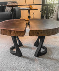 Industrial Steel Coffee Table Legs 16 Inch High, Set of 2, Handmade Modern Farmhouse Table Supports with Nature-Inspired Curves shown