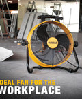 18 Inch High Velocity Floor Fan With 3 Speed Settings Heavy Duty Air Circulator 180 Degree Tilt Large Electric Metal Drum Fan, Yellow